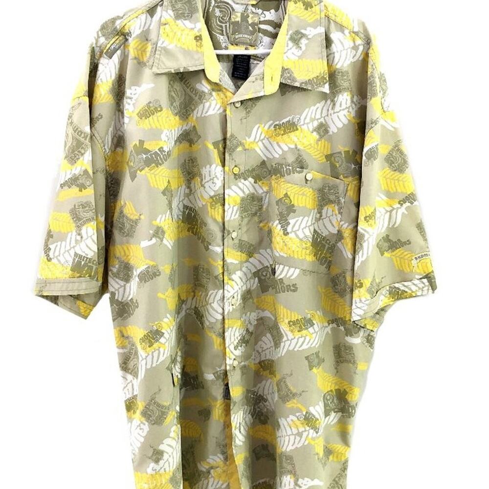 Akademiks Warriors Tropic Palm Hip Hop Button Down Leisure Shirt Y2k